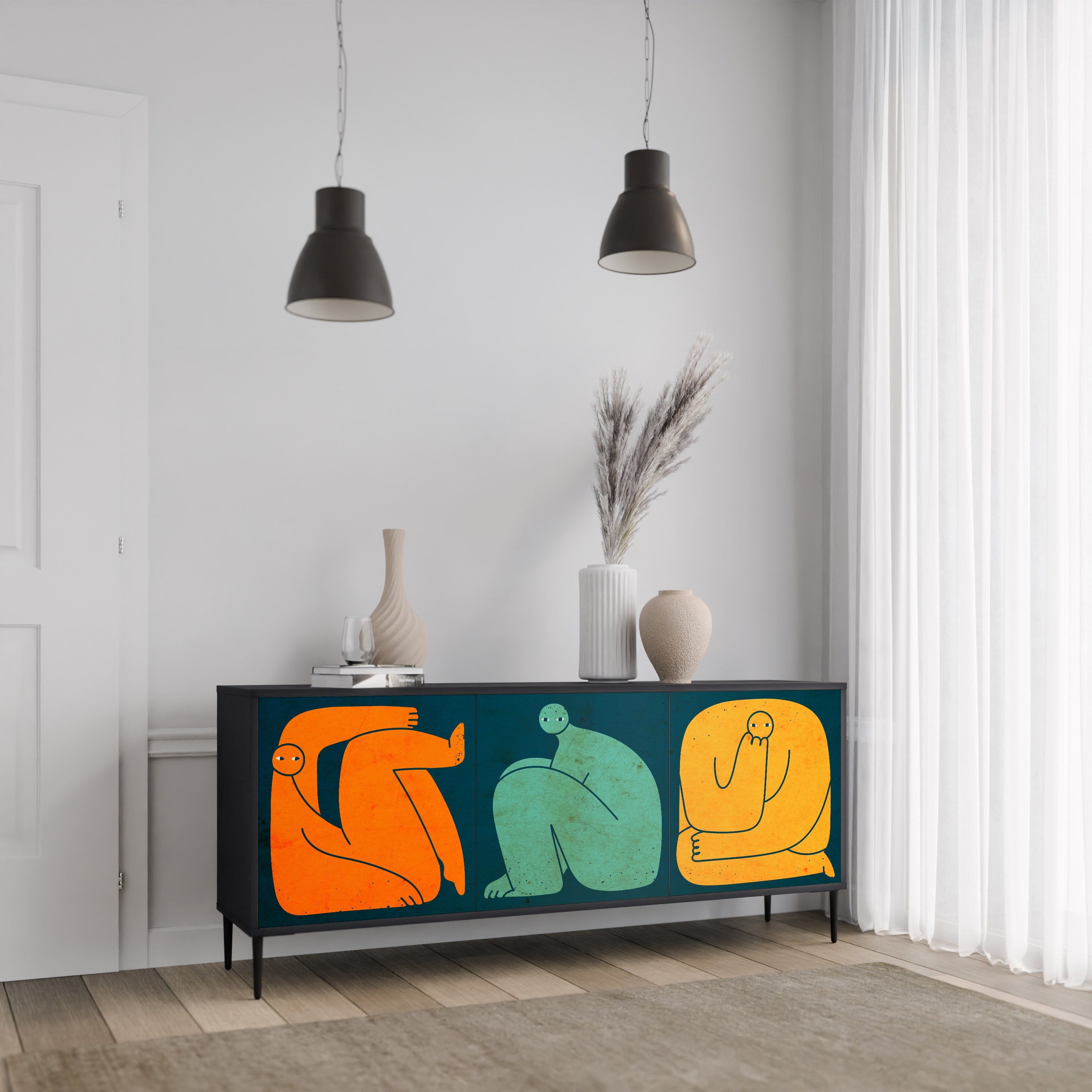 Buffet 3 portes TOGETHER MAIS SÉPARÉMENT en finition noire