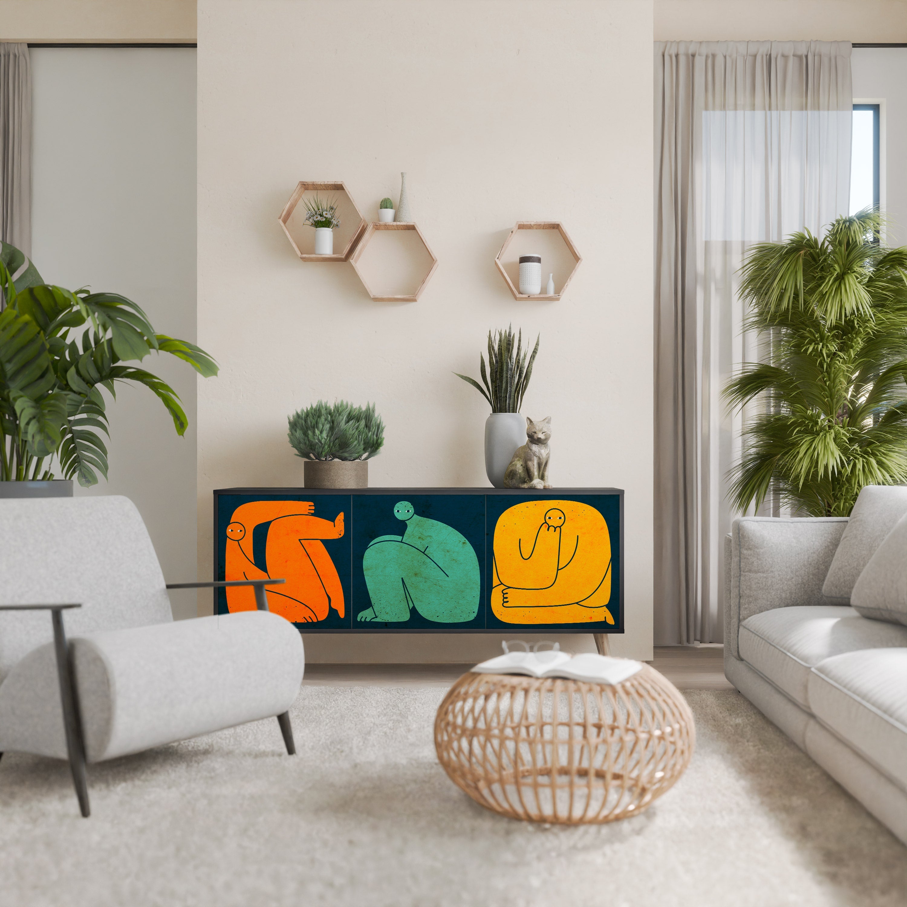 Buffet 3 portes TOGETHER MAIS SÉPARÉMENT en finition noire