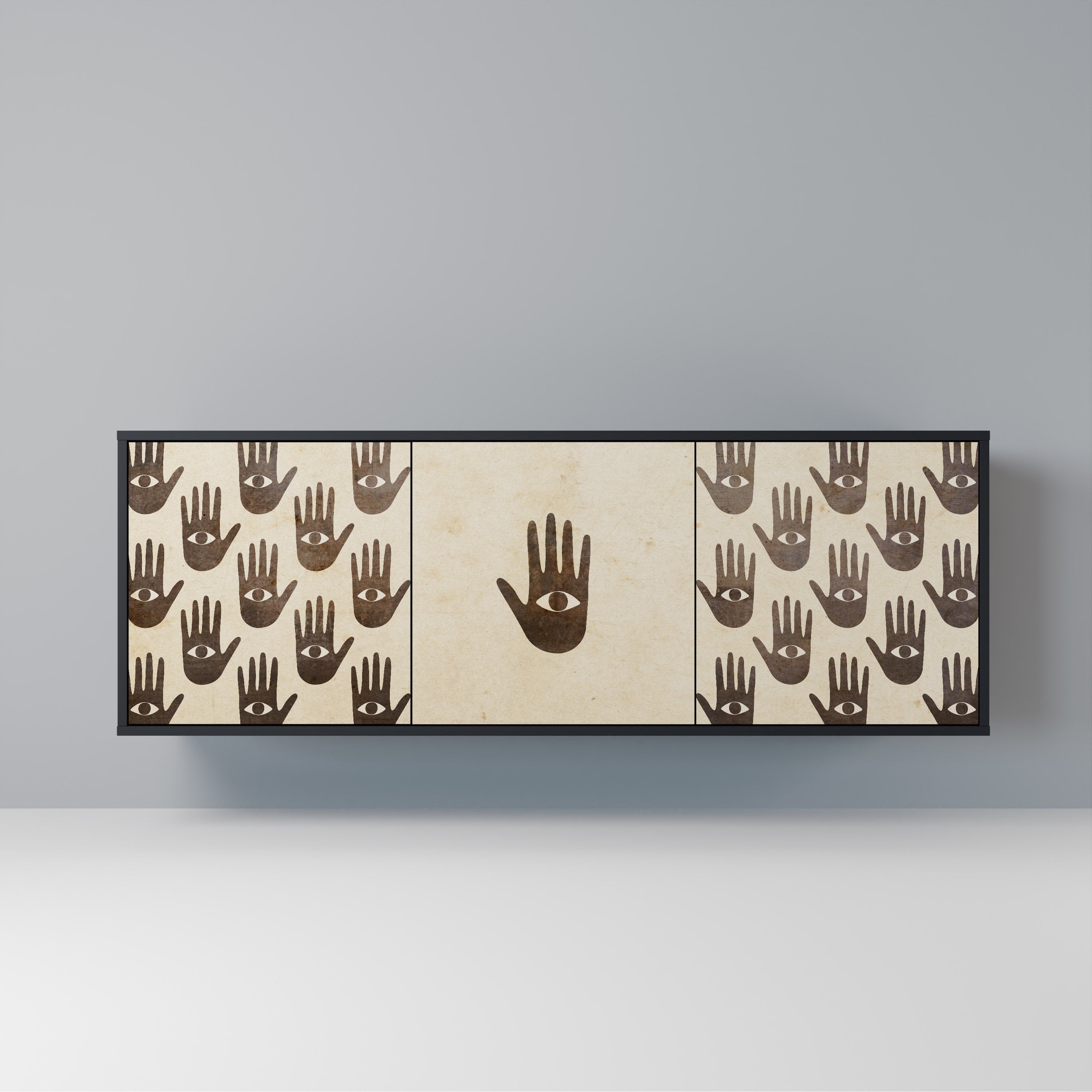 VOIR PLUS Buffet 3 portes en finition noire