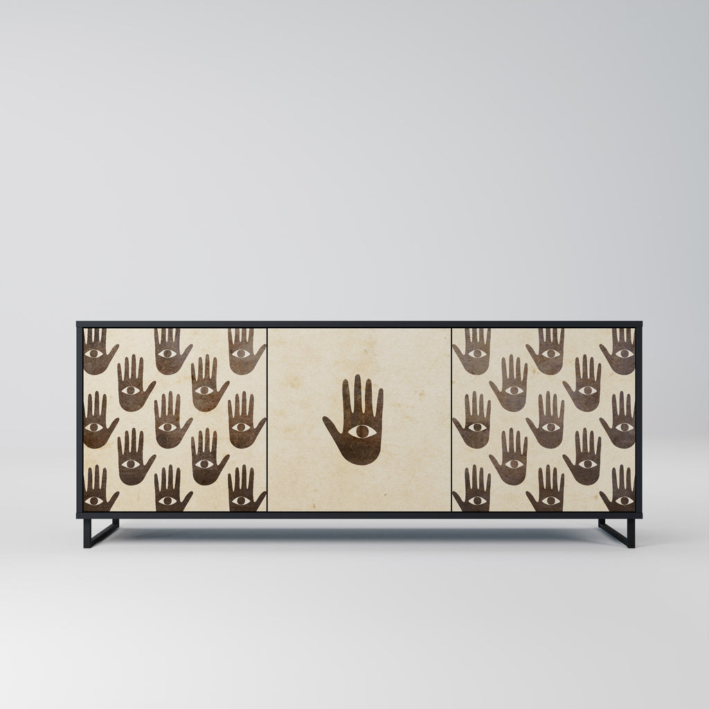 VOIR PLUS Buffet 3 portes en finition noire