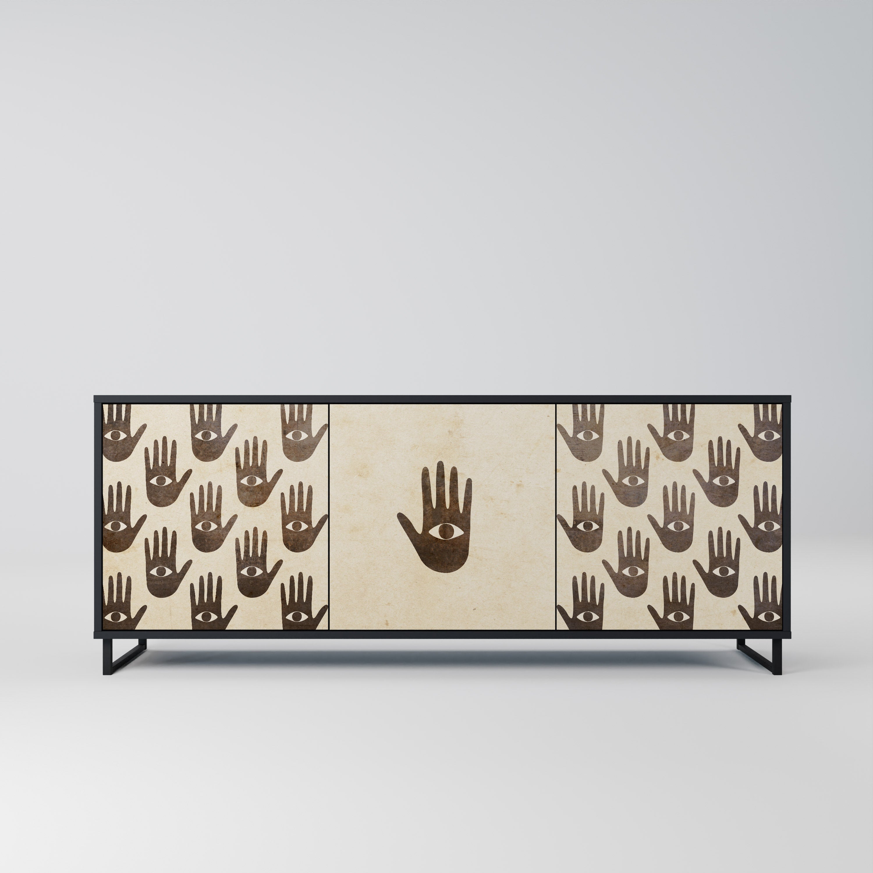 VOIR PLUS Buffet 3 portes en finition noire