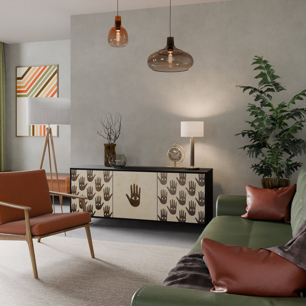 VOIR PLUS Buffet 3 portes en finition noire