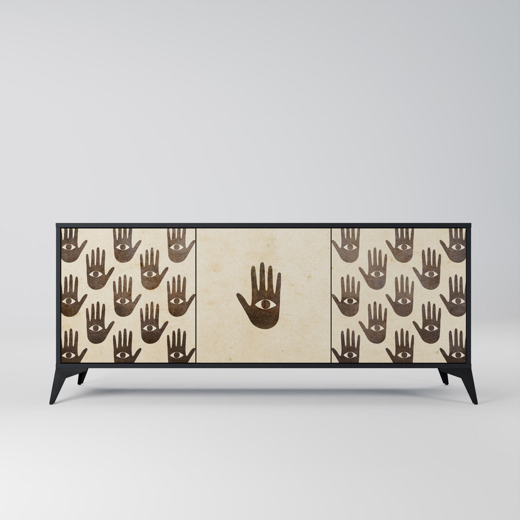 VOIR PLUS Buffet 3 portes en finition noire