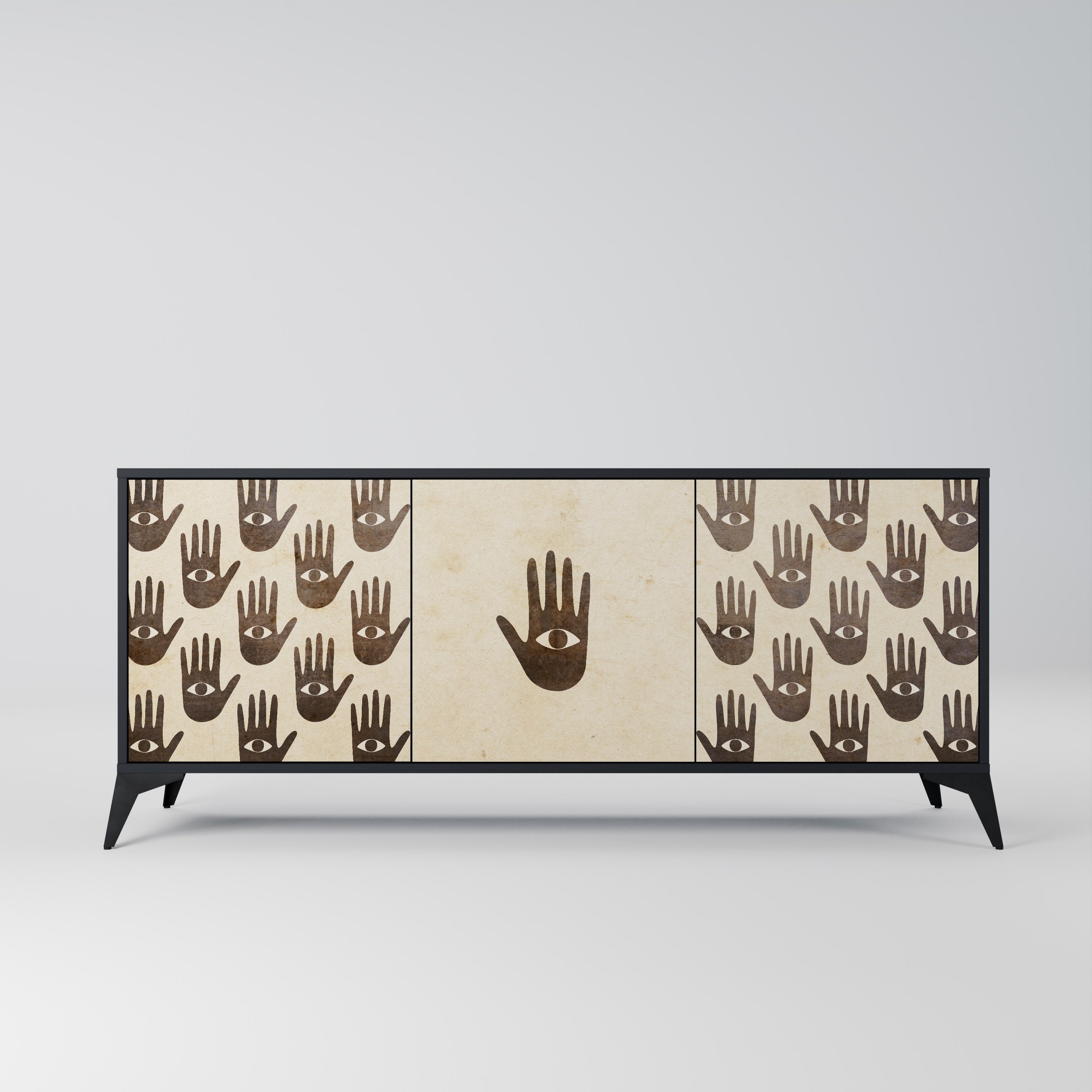 VOIR PLUS Buffet 3 portes en finition noire