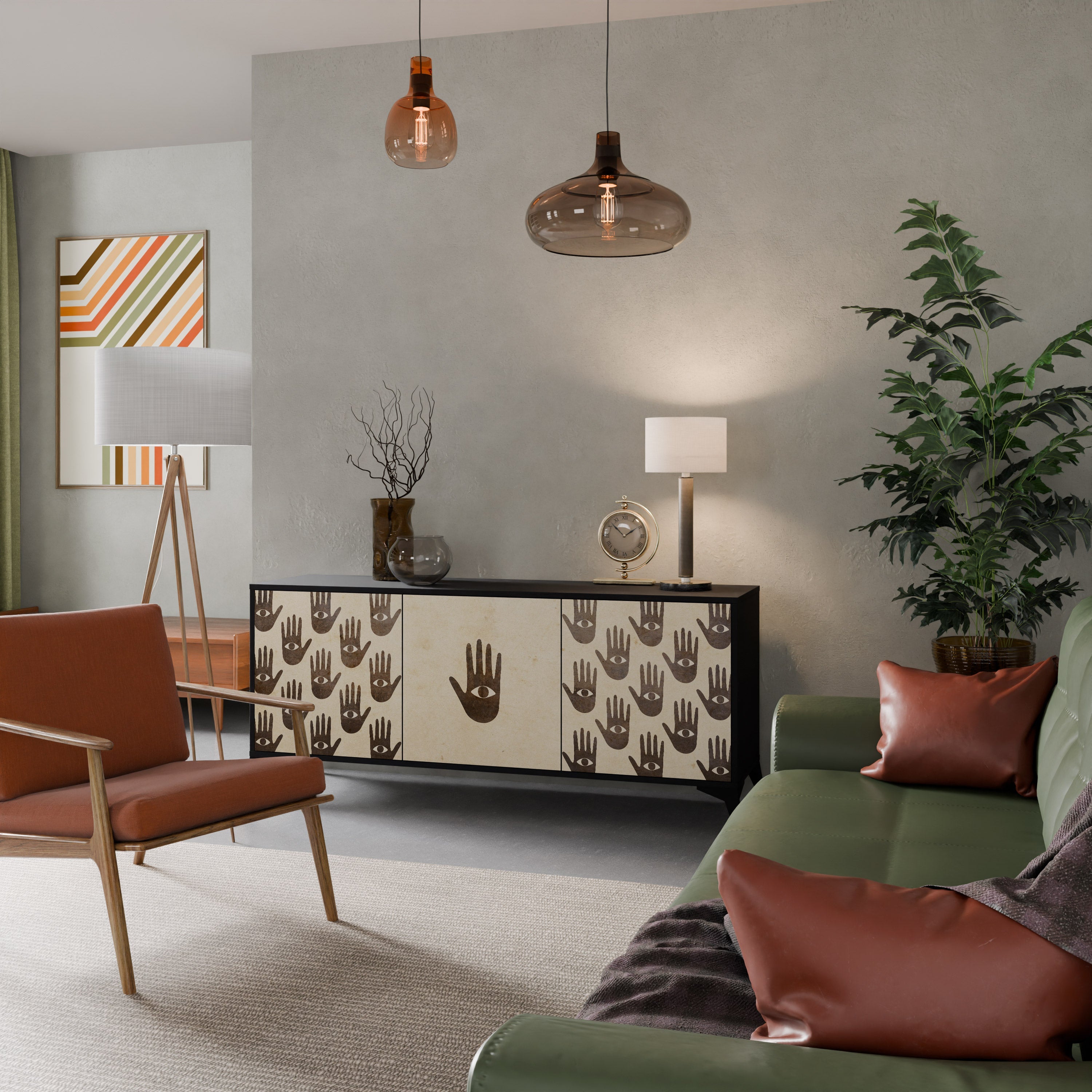 VOIR PLUS Buffet 3 portes en finition noire