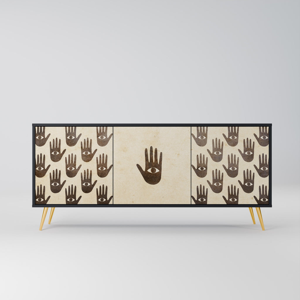 VOIR PLUS Buffet 3 portes en finition noire