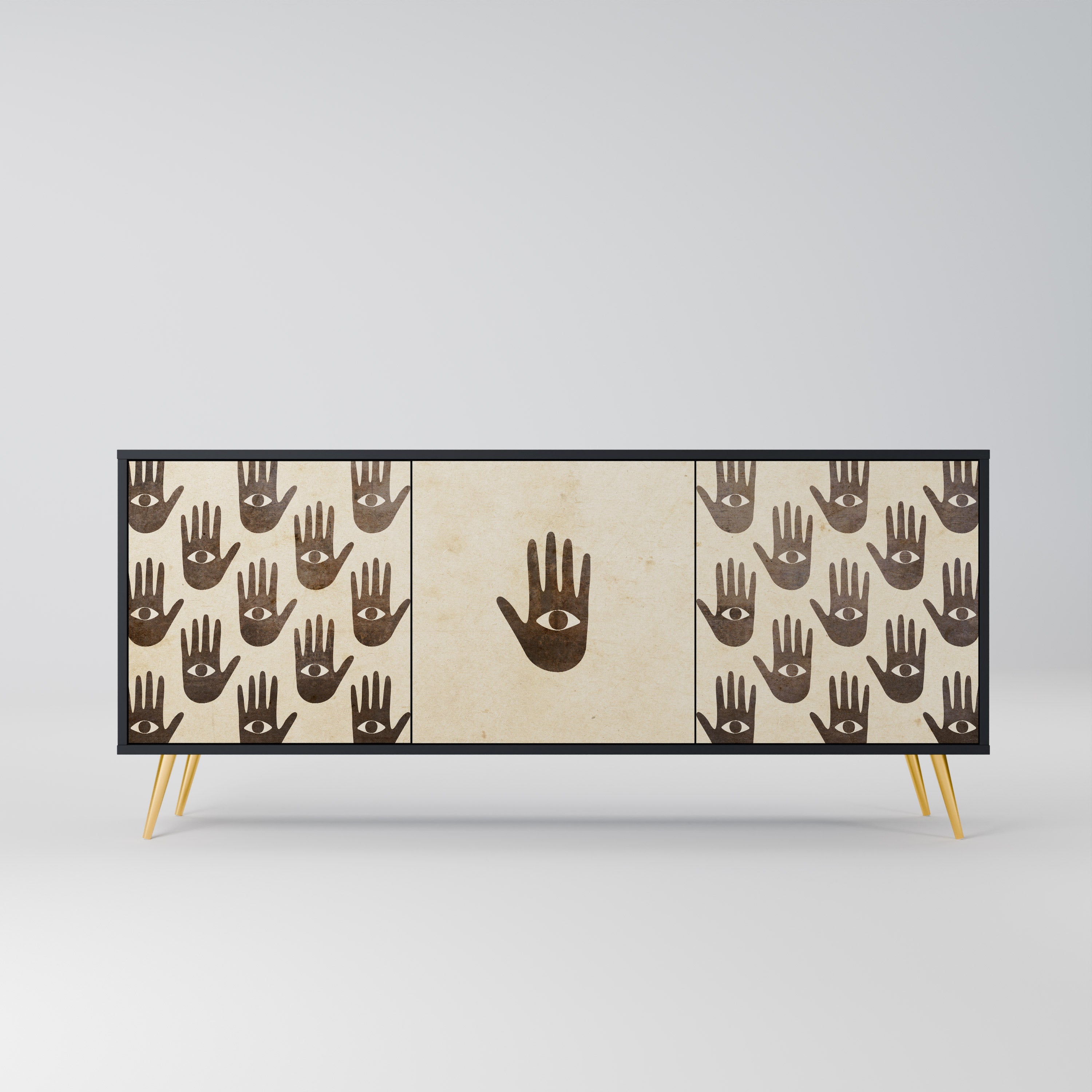 VOIR PLUS Buffet 3 portes en finition noire