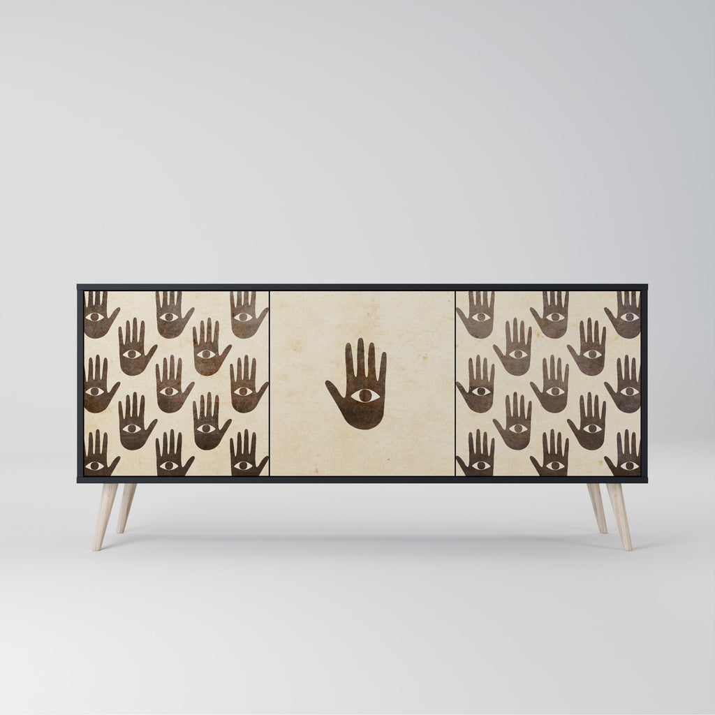 VOIR PLUS Buffet 3 portes en finition noire