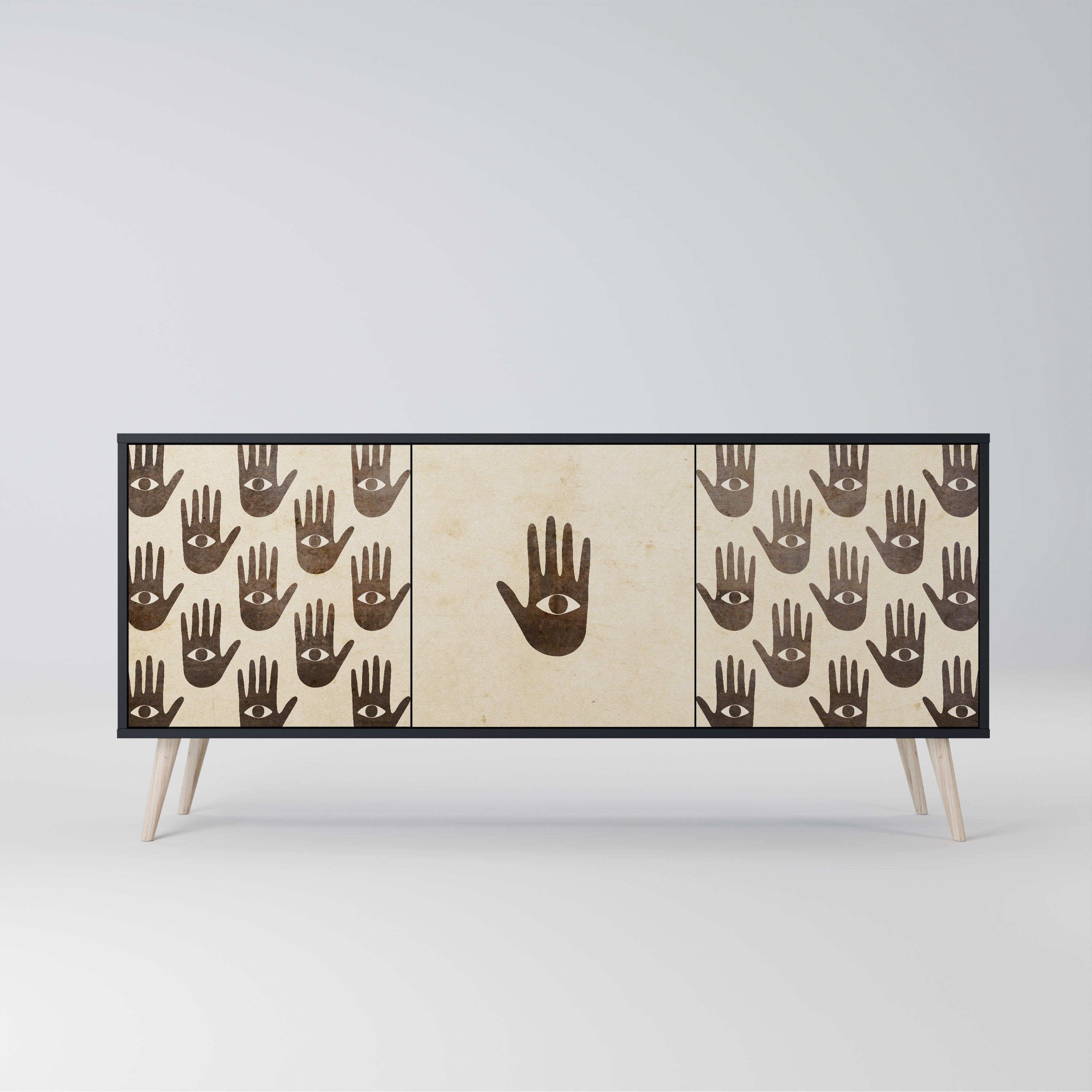 VOIR PLUS Buffet 3 portes en finition noire