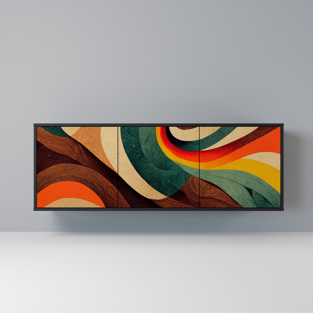 Buffet 3 portes COLORFUL STRANDS finition noire