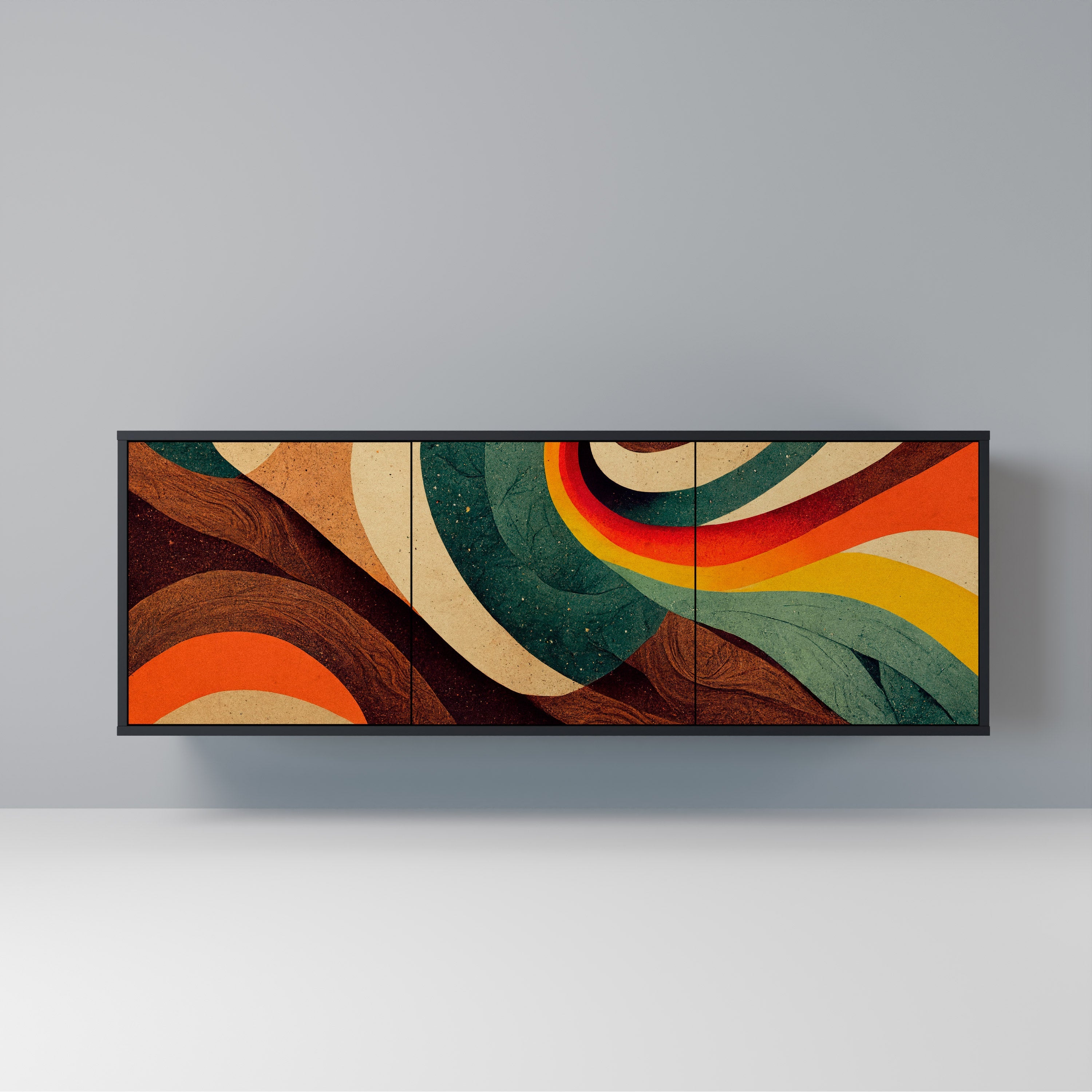 Buffet 3 portes COLORFUL STRANDS finition noire