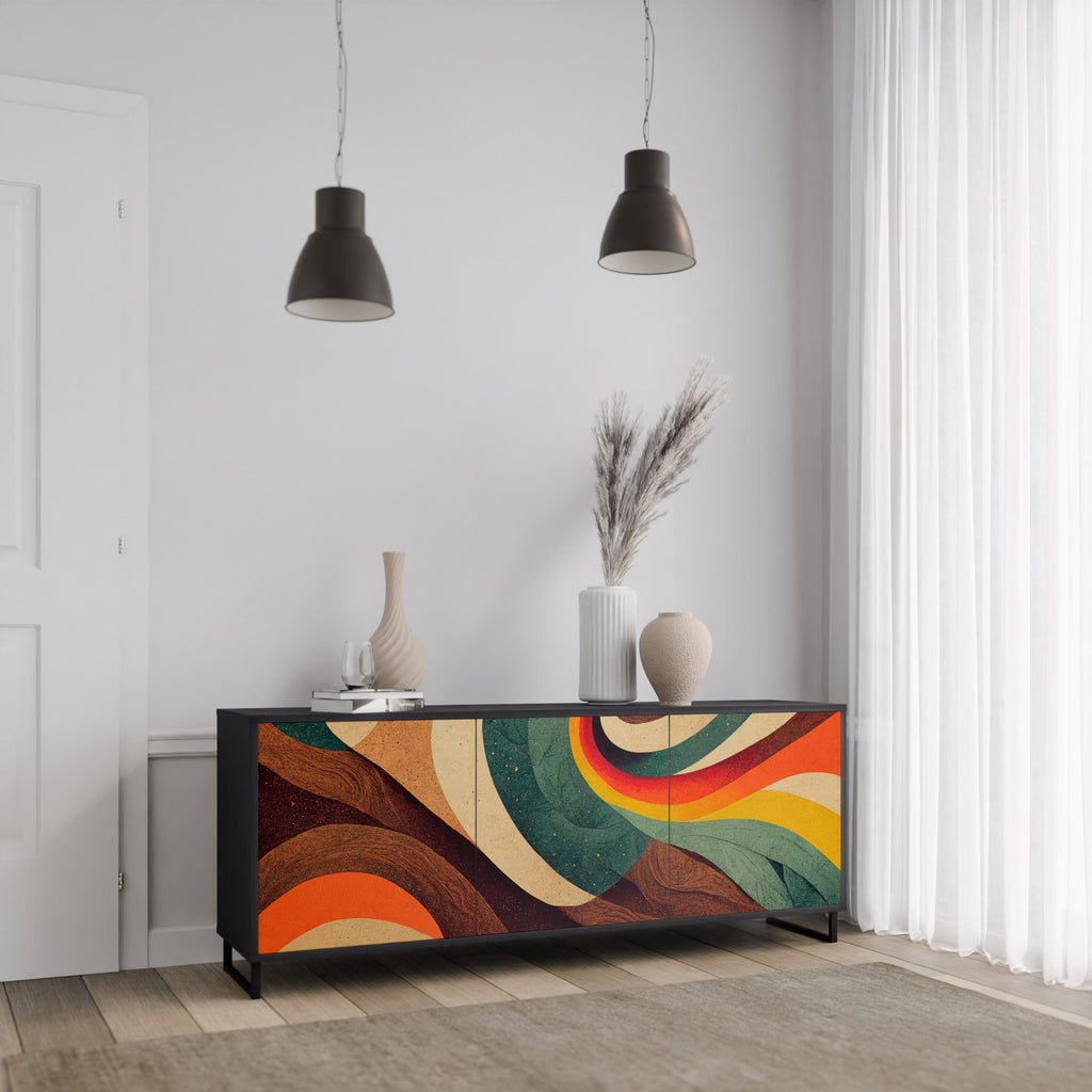 Buffet 3 portes COLORFUL STRANDS finition noire