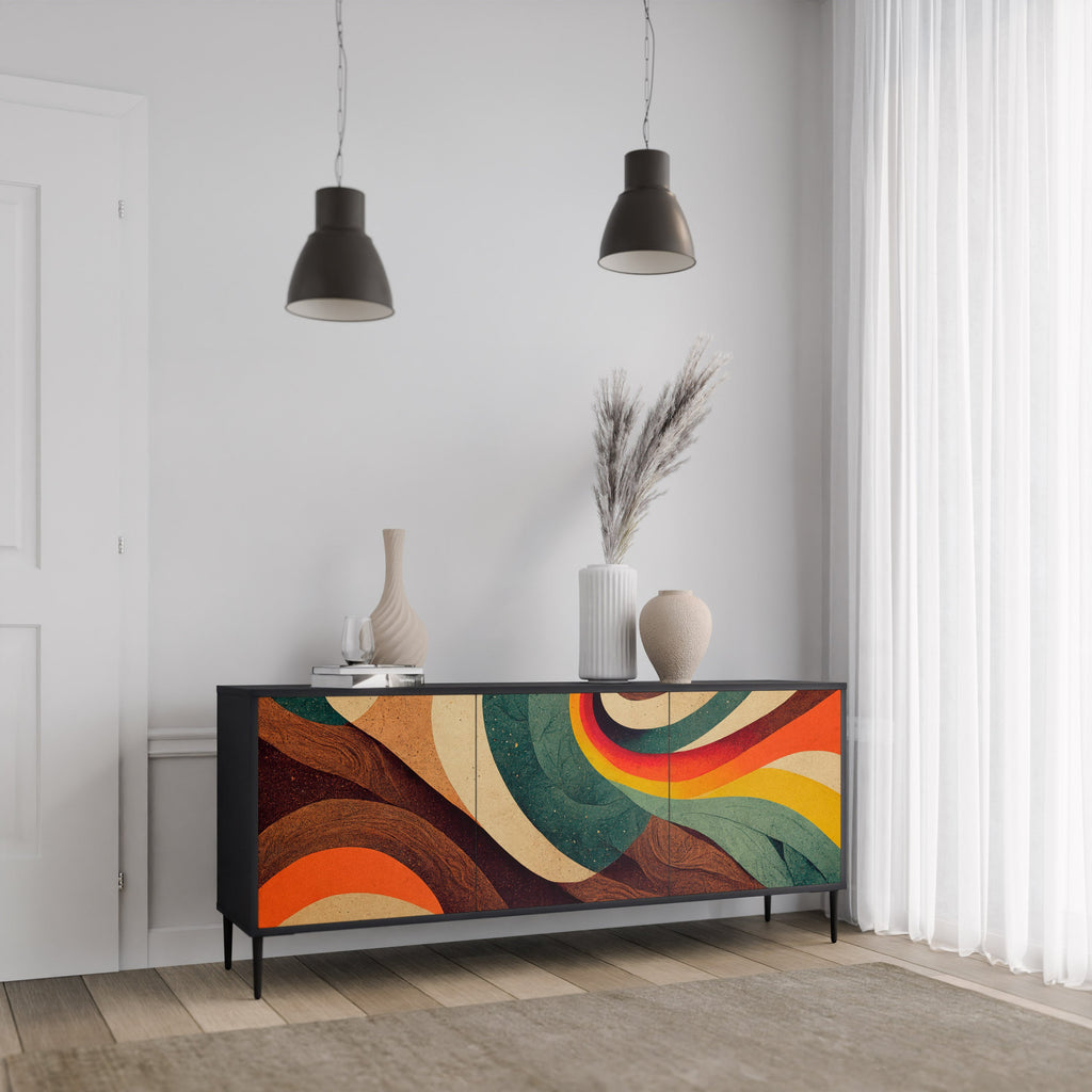 Buffet 3 portes COLORFUL STRANDS finition noire