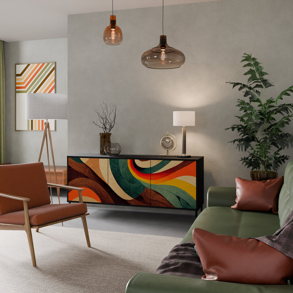 Buffet 3 portes COLORFUL STRANDS finition noire