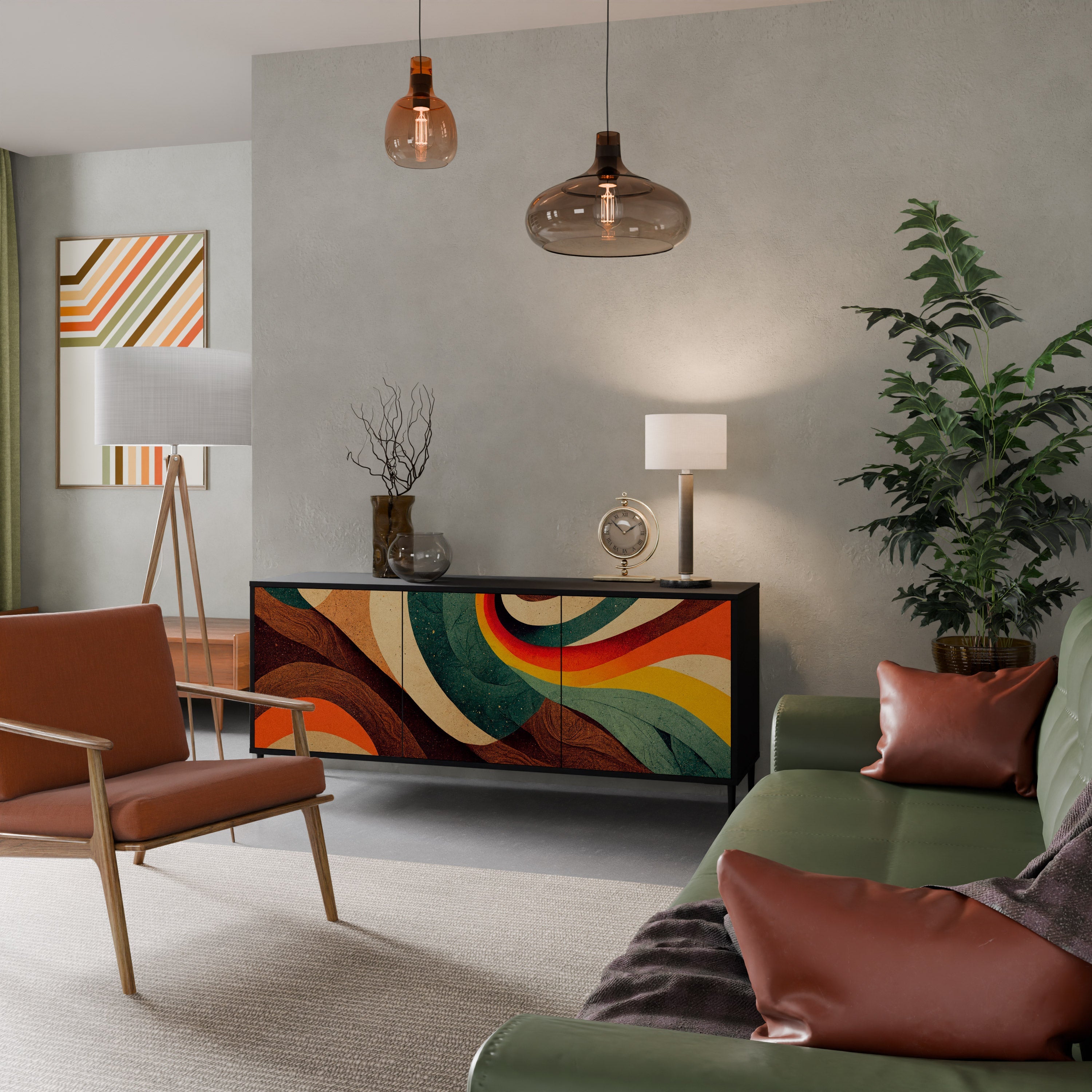 Buffet 3 portes COLORFUL STRANDS finition noire