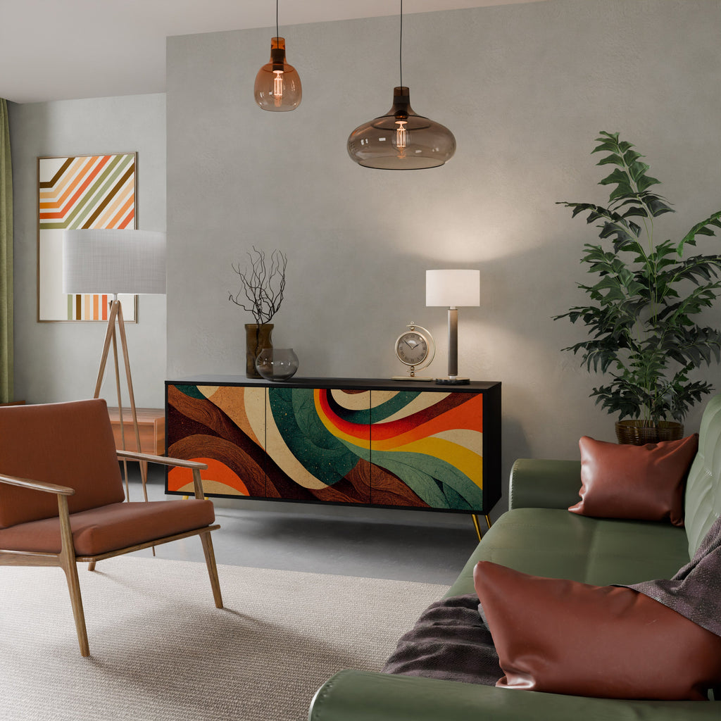 Buffet 3 portes COLORFUL STRANDS finition noire