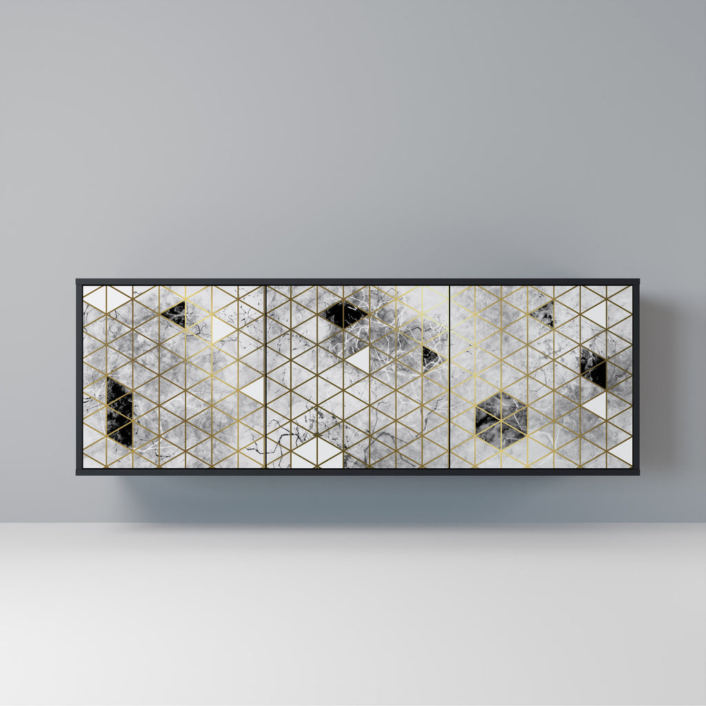 ASHEN ARIA 3-Door Sideboard in Black Finish