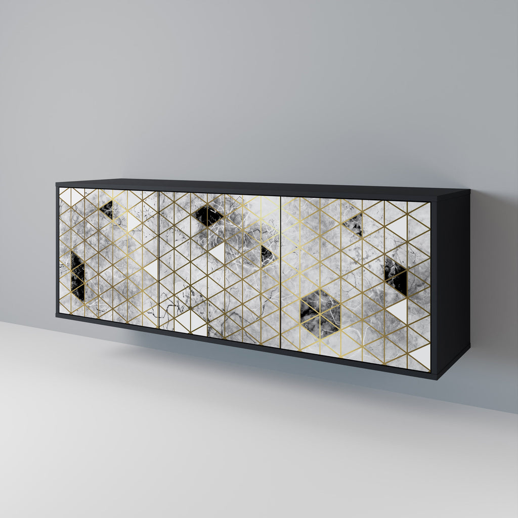 ASHEN ARIA 3-Door Sideboard in Black Finish