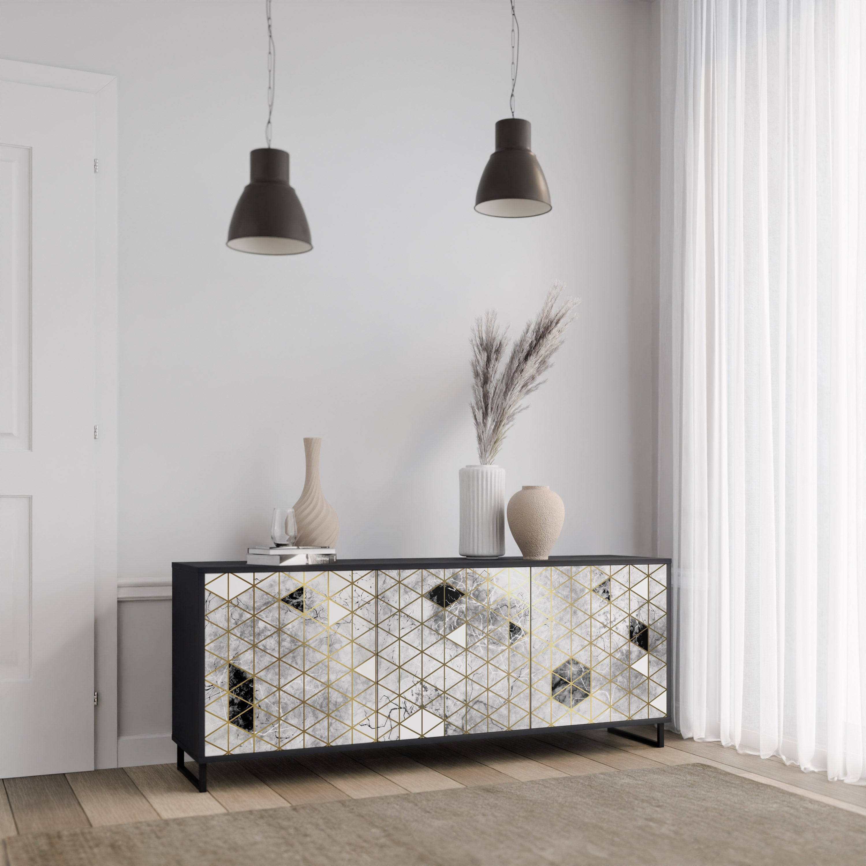 Buffet 3 portes ASHEN ARIA finition noire