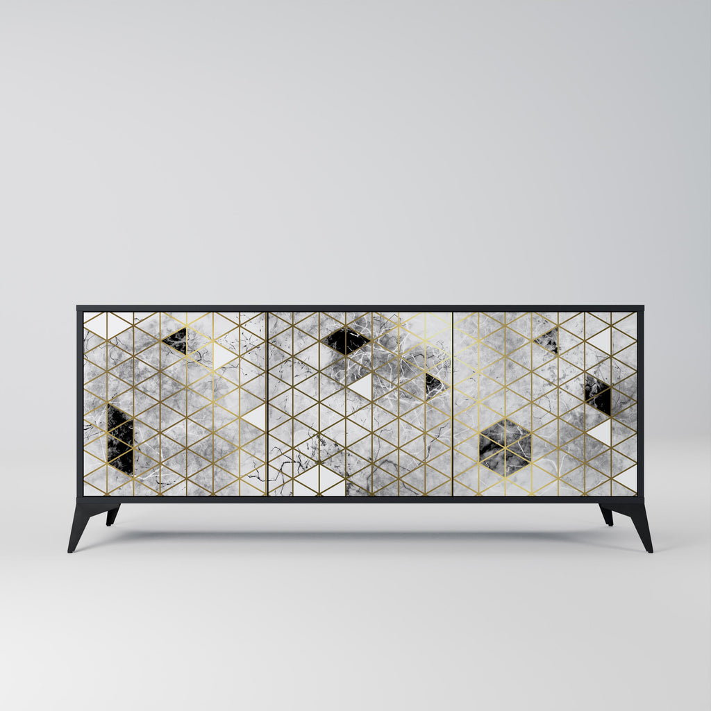 ASHEN ARIA 3-Door Sideboard in Black Finish