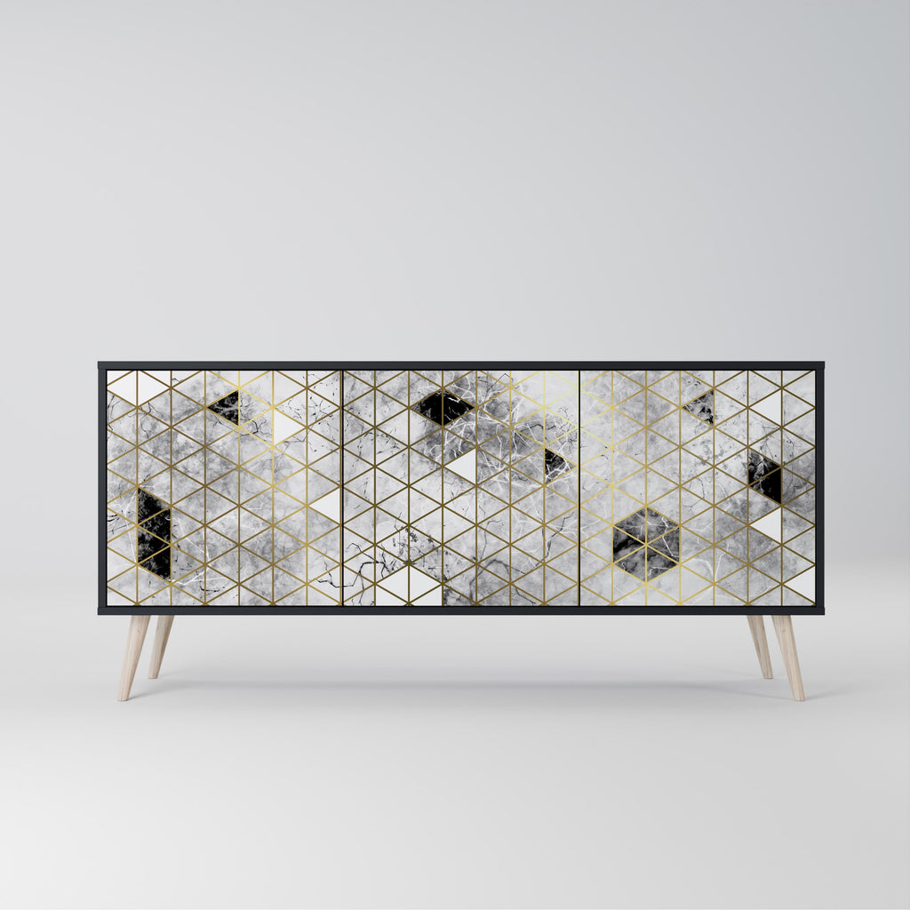 ASHEN ARIA 3-Door Sideboard in Black Finish