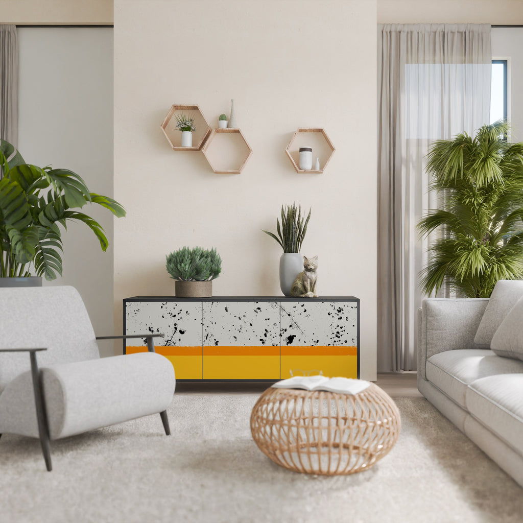 Buffet 3 portes DYED BY ORANGE en finition noire