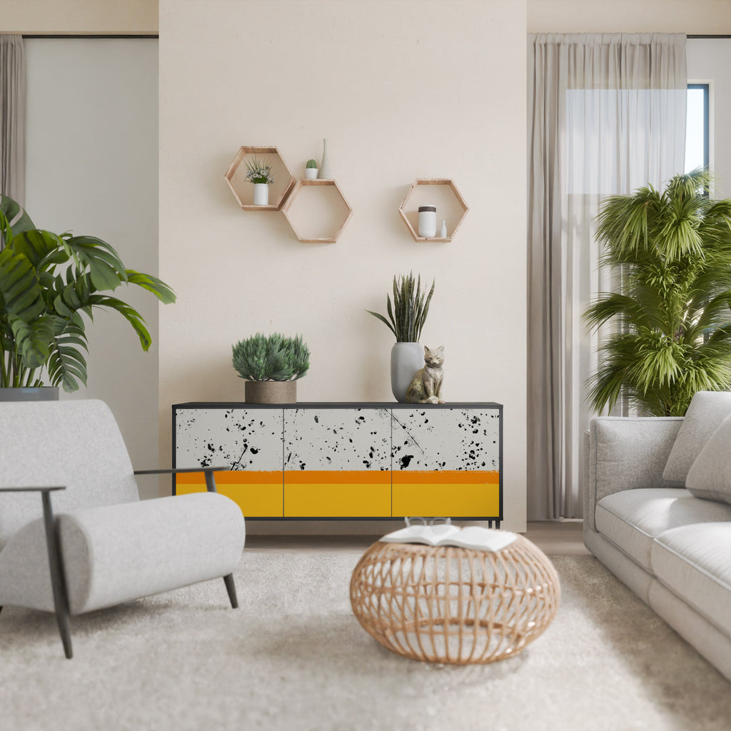 Buffet 3 portes DYED BY ORANGE en finition noire