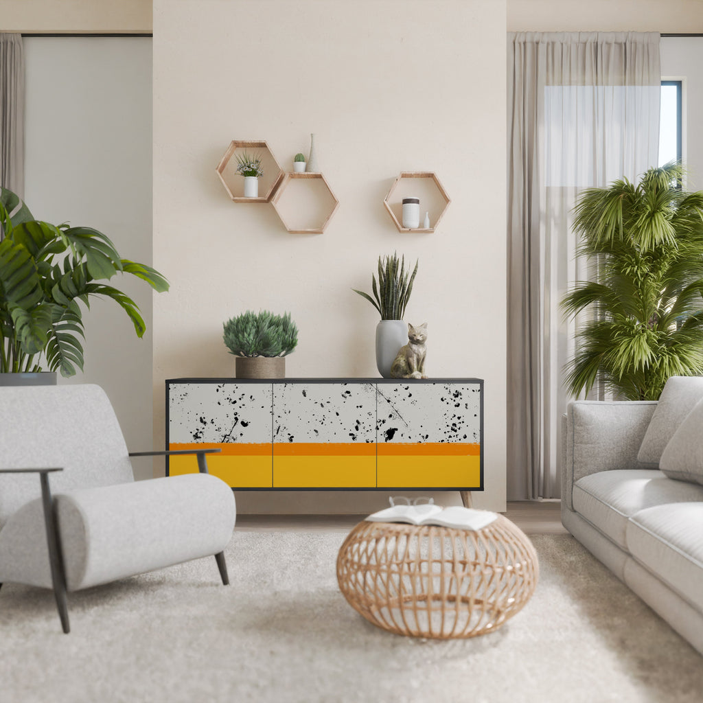 Buffet 3 portes DYED BY ORANGE en finition noire