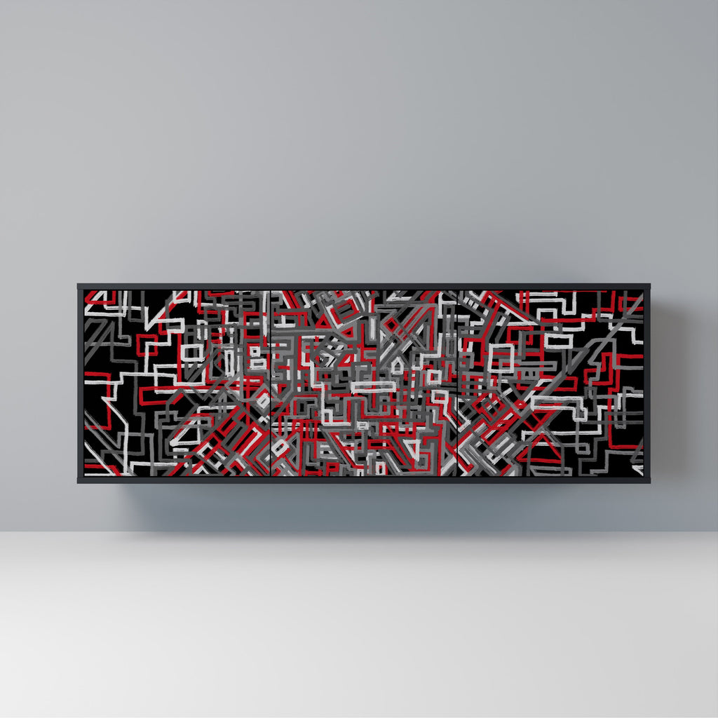 Buffet 3 portes BROKEN LINES finition noire