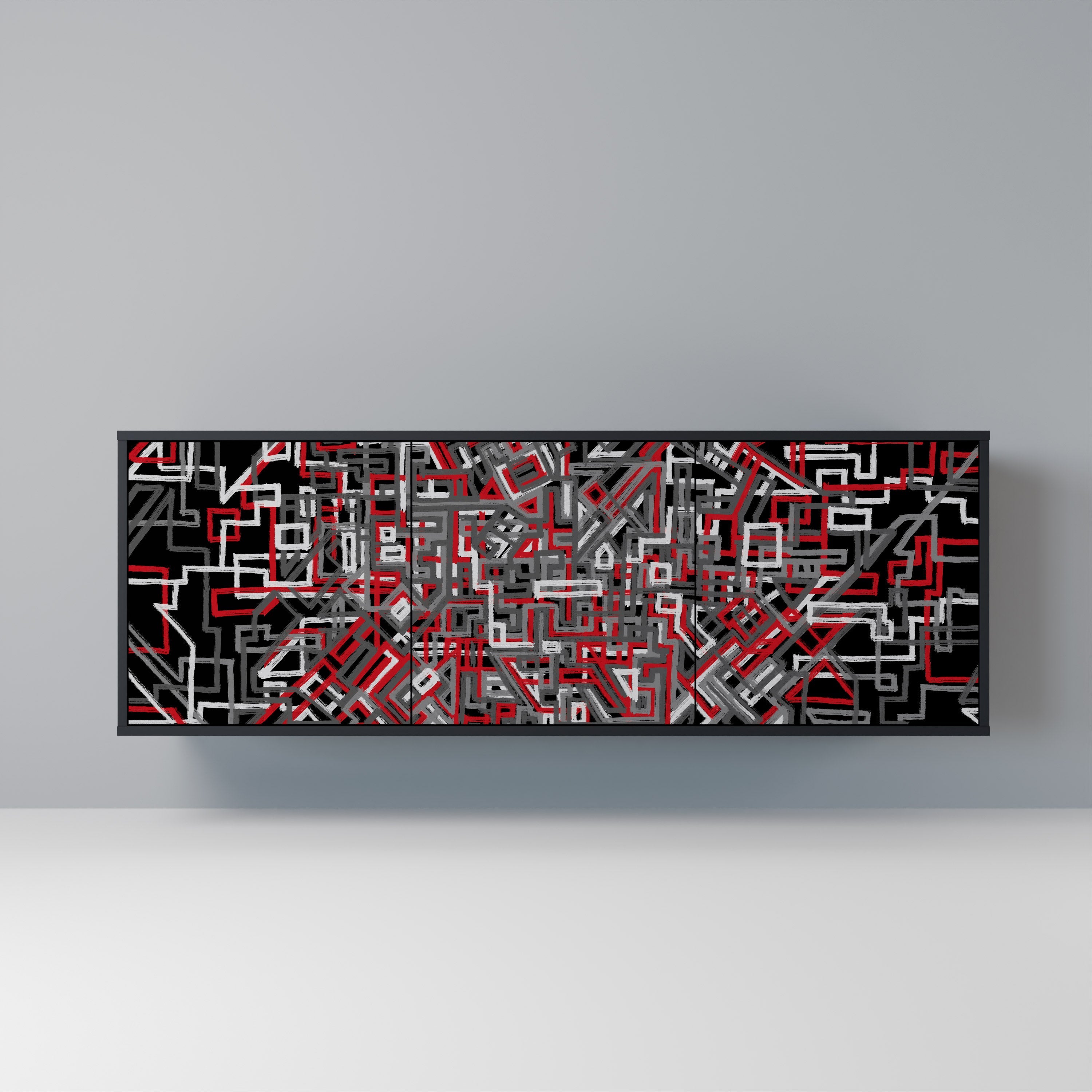 Buffet 3 portes BROKEN LINES finition noire