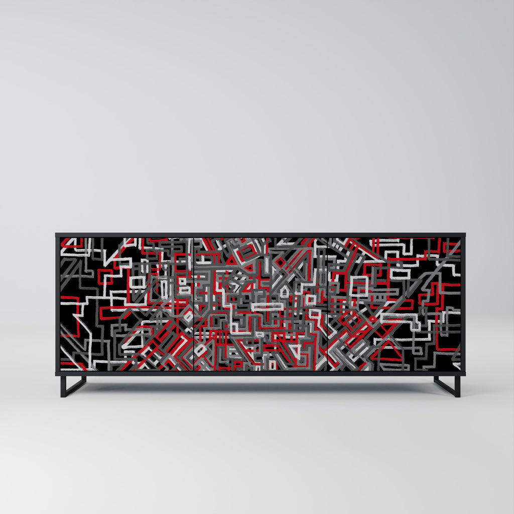 Buffet 3 portes BROKEN LINES finition noire