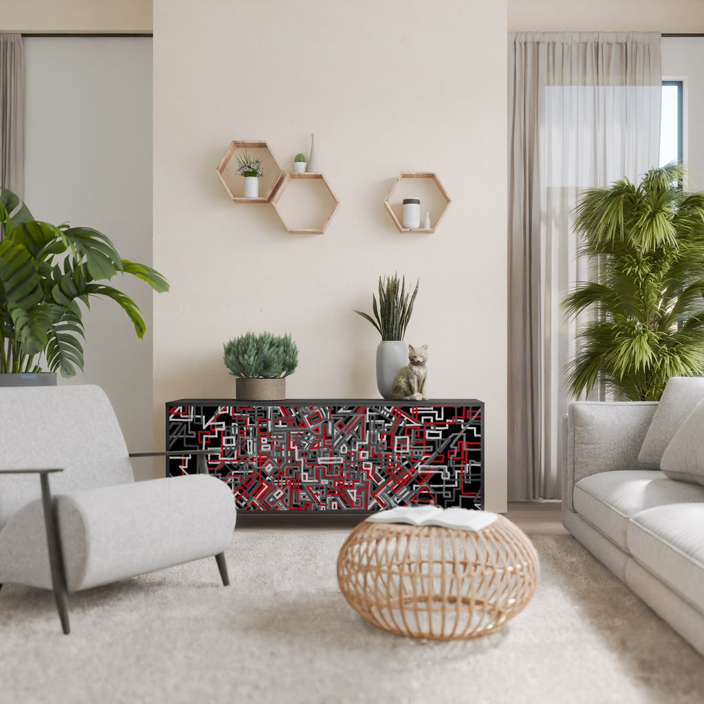 Buffet 3 portes BROKEN LINES finition noire