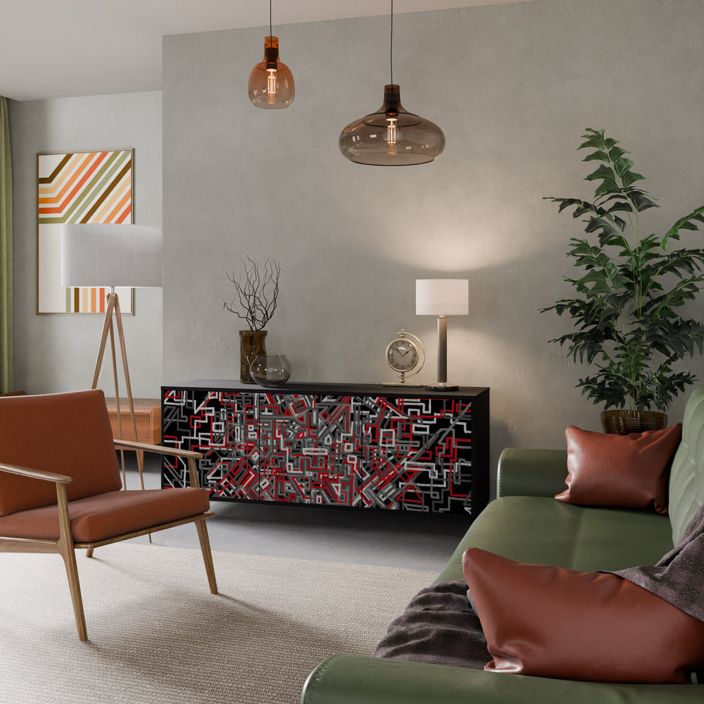 Buffet 3 portes BROKEN LINES finition noire