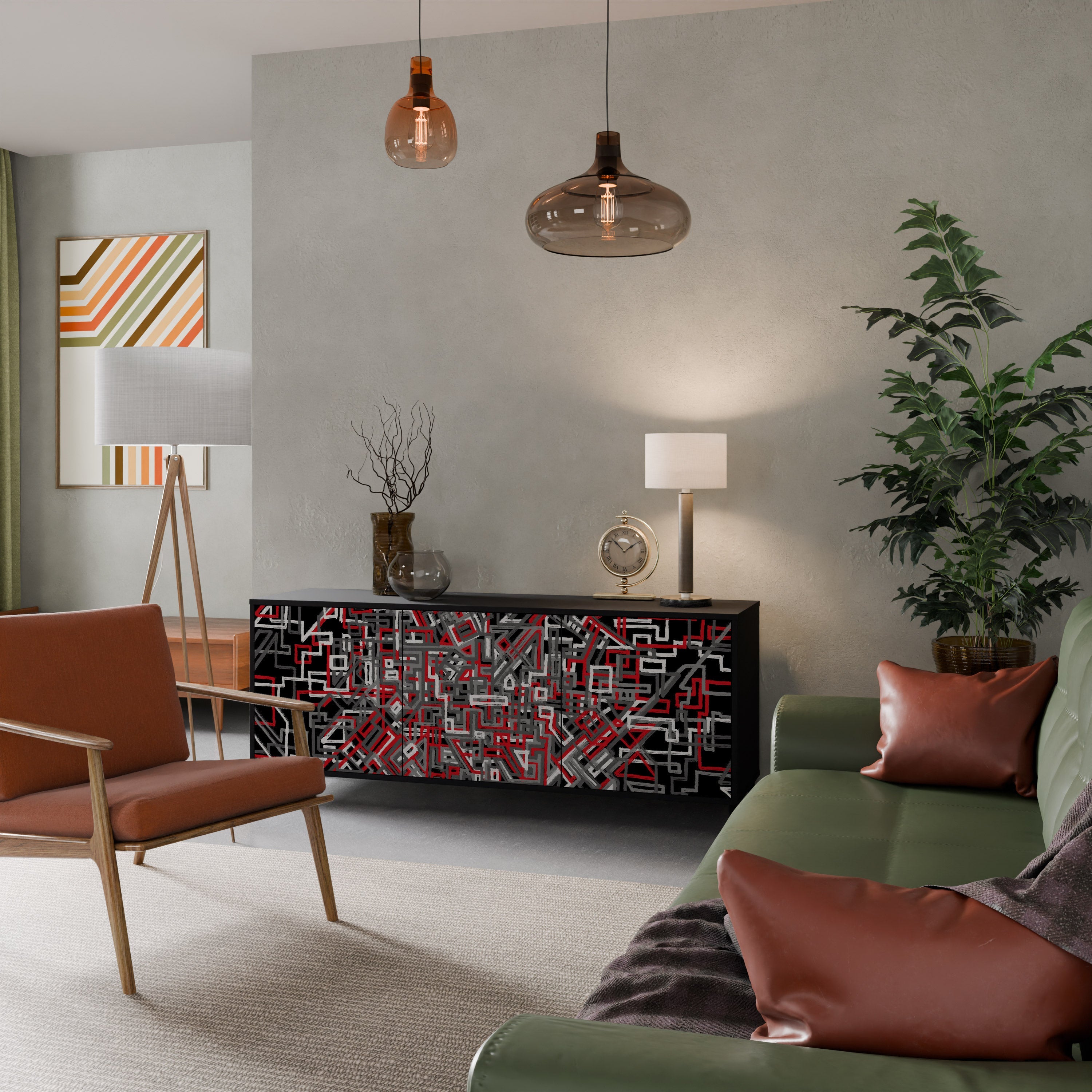 Buffet 3 portes BROKEN LINES finition noire