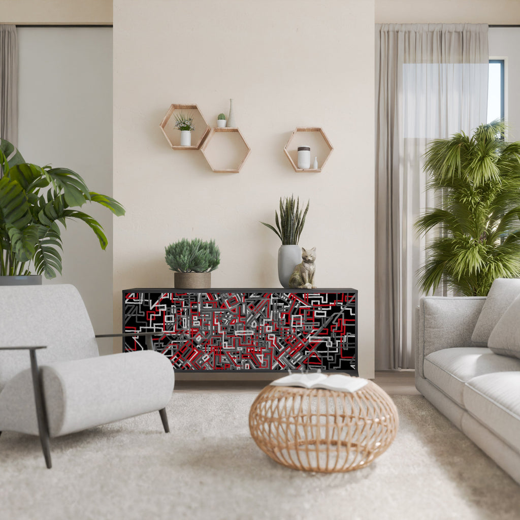 Buffet 3 portes BROKEN LINES finition noire