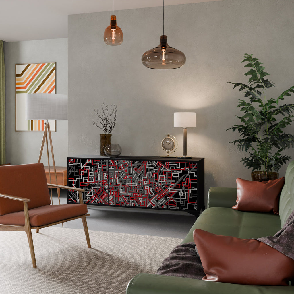 Buffet 3 portes BROKEN LINES finition noire