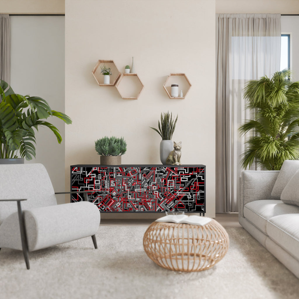 Buffet 3 portes BROKEN LINES finition noire