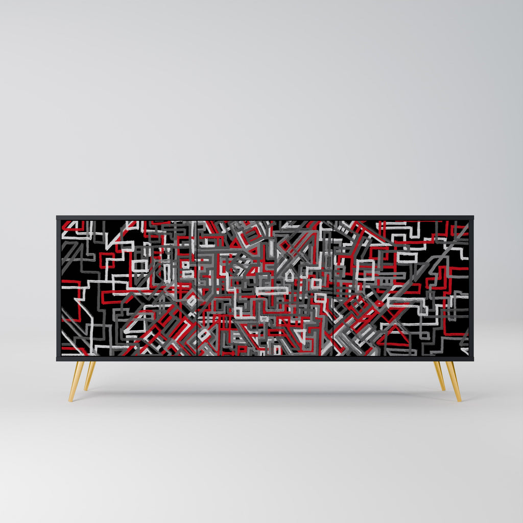 Buffet 3 portes BROKEN LINES finition noire