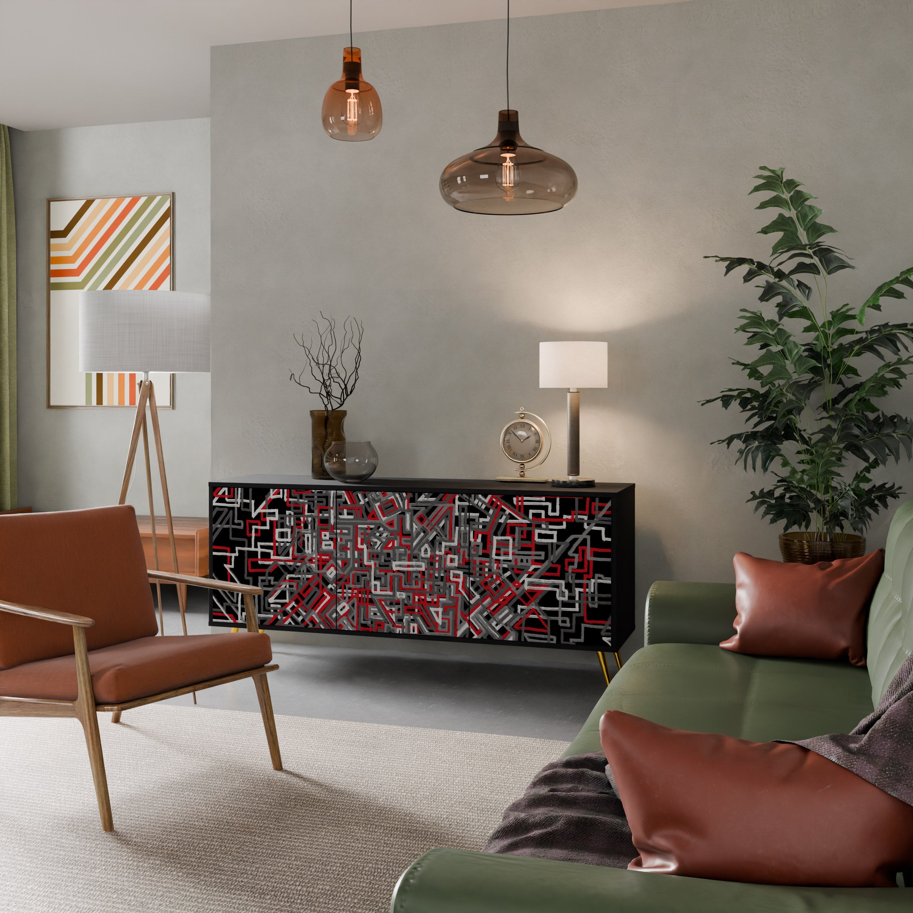 Buffet 3 portes BROKEN LINES finition noire