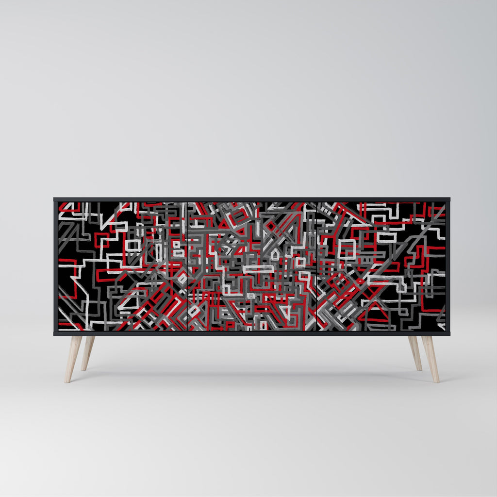 Buffet 3 portes BROKEN LINES finition noire