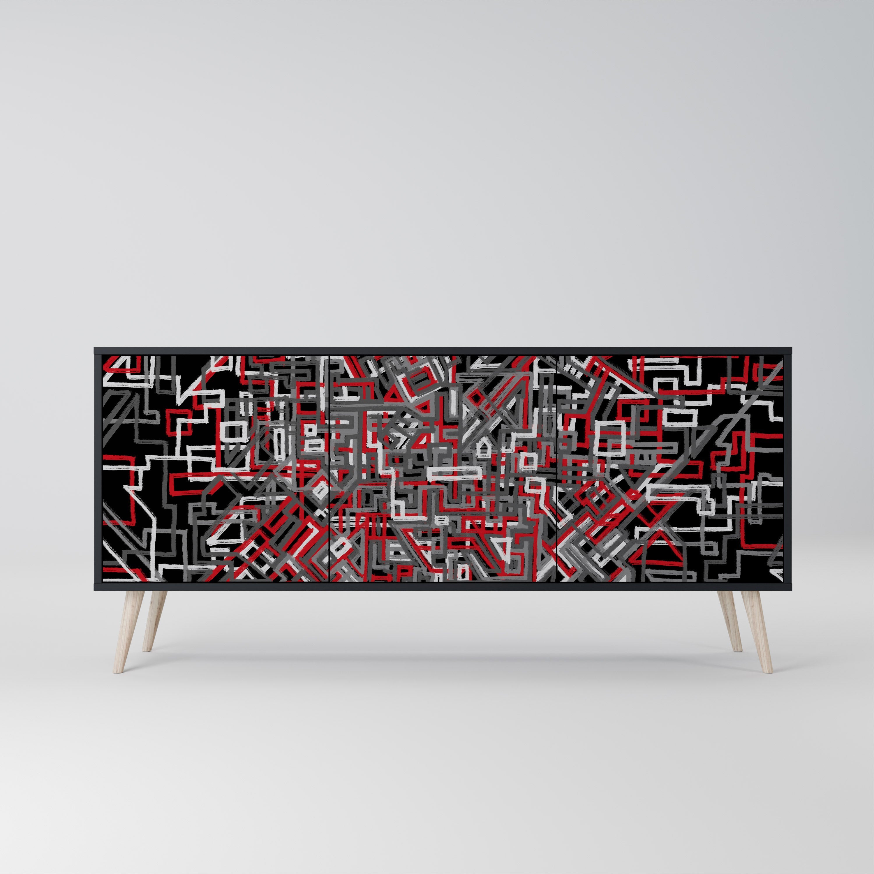 Buffet 3 portes BROKEN LINES finition noire