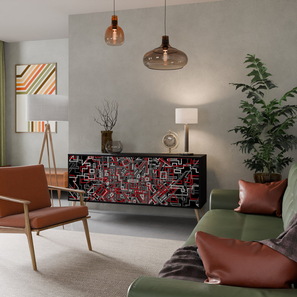 Buffet 3 portes BROKEN LINES finition noire