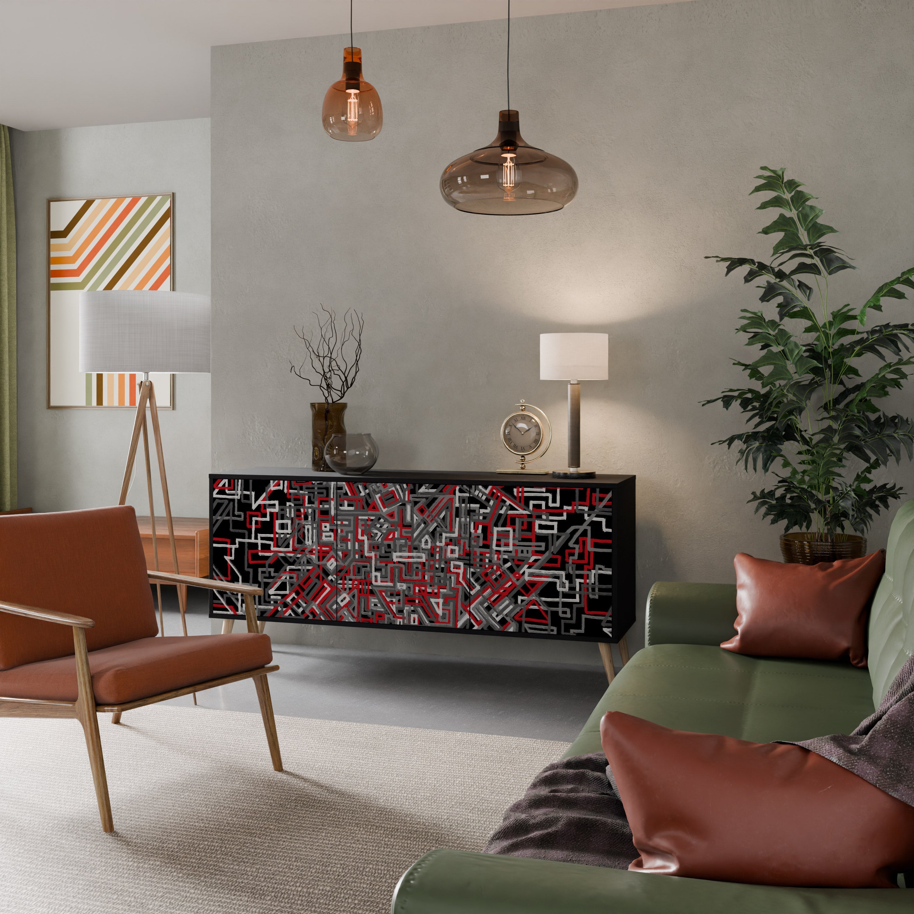 Buffet 3 portes BROKEN LINES finition noire