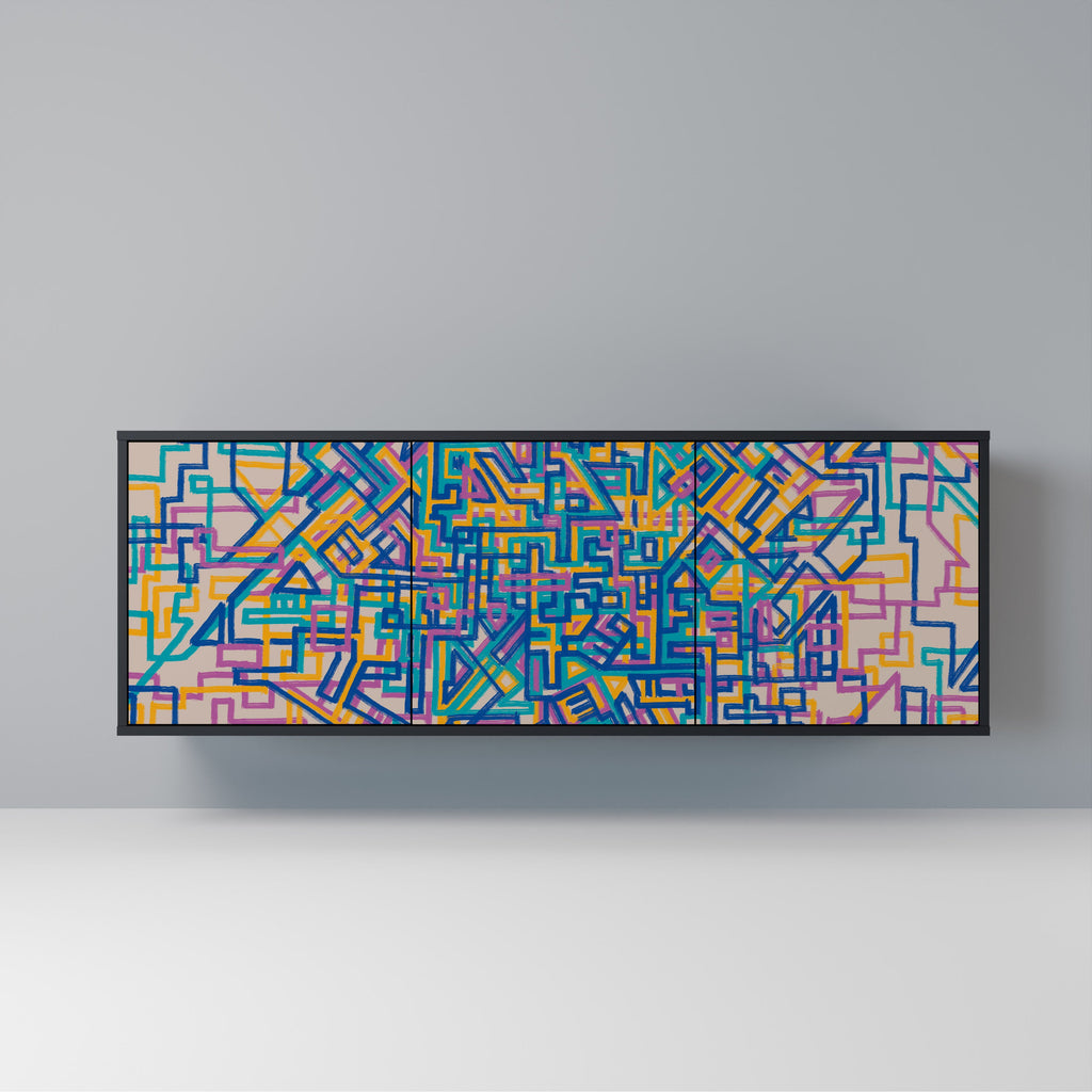 Buffet 3 portes MEMORIES MAP en finition noire