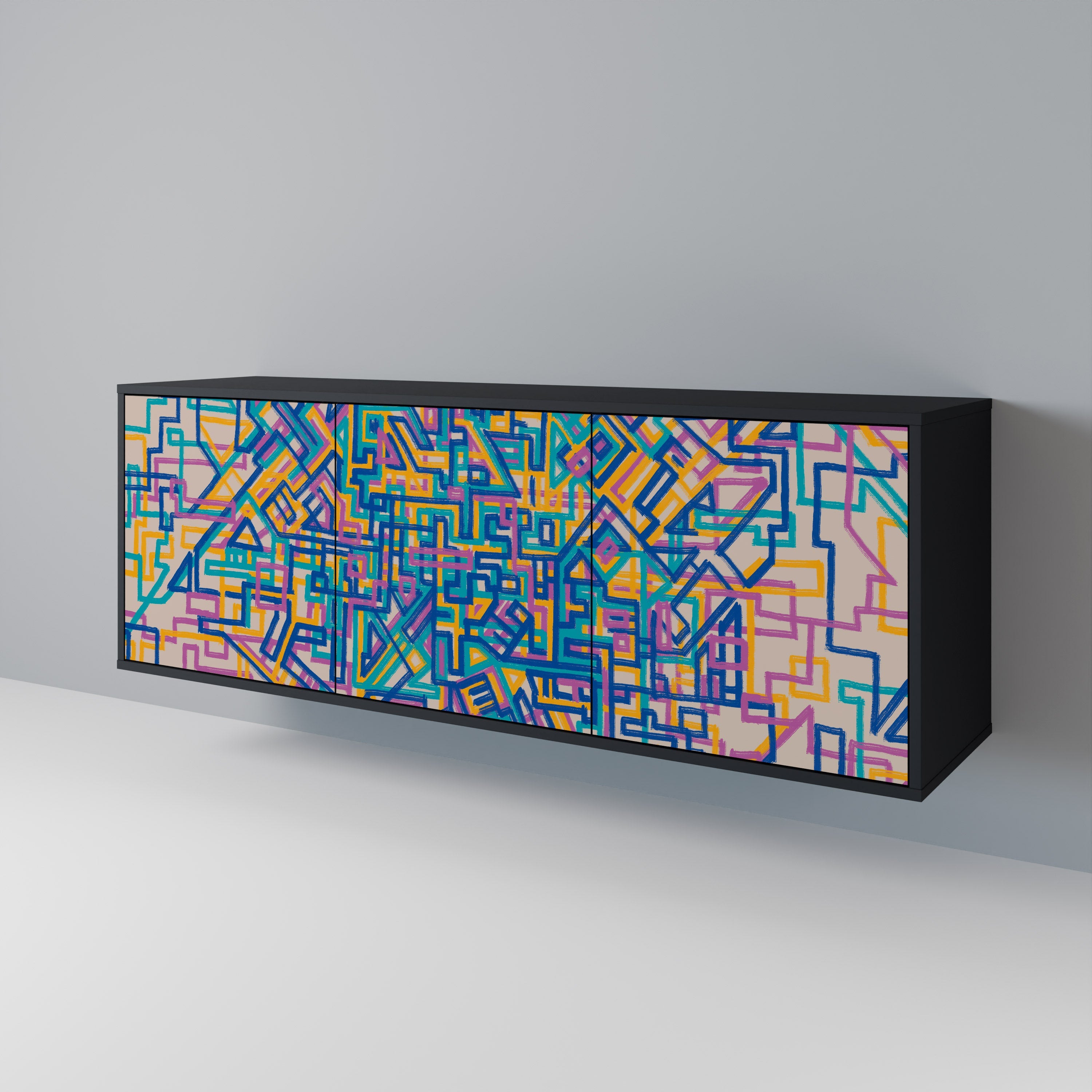 Buffet 3 portes MEMORIES MAP en finition noire