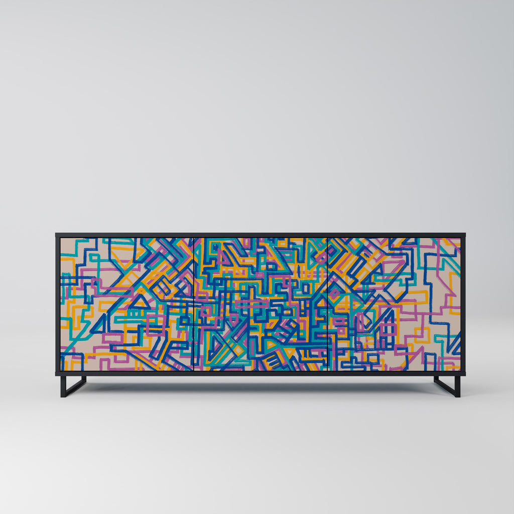 Buffet 3 portes MEMORIES MAP en finition noire