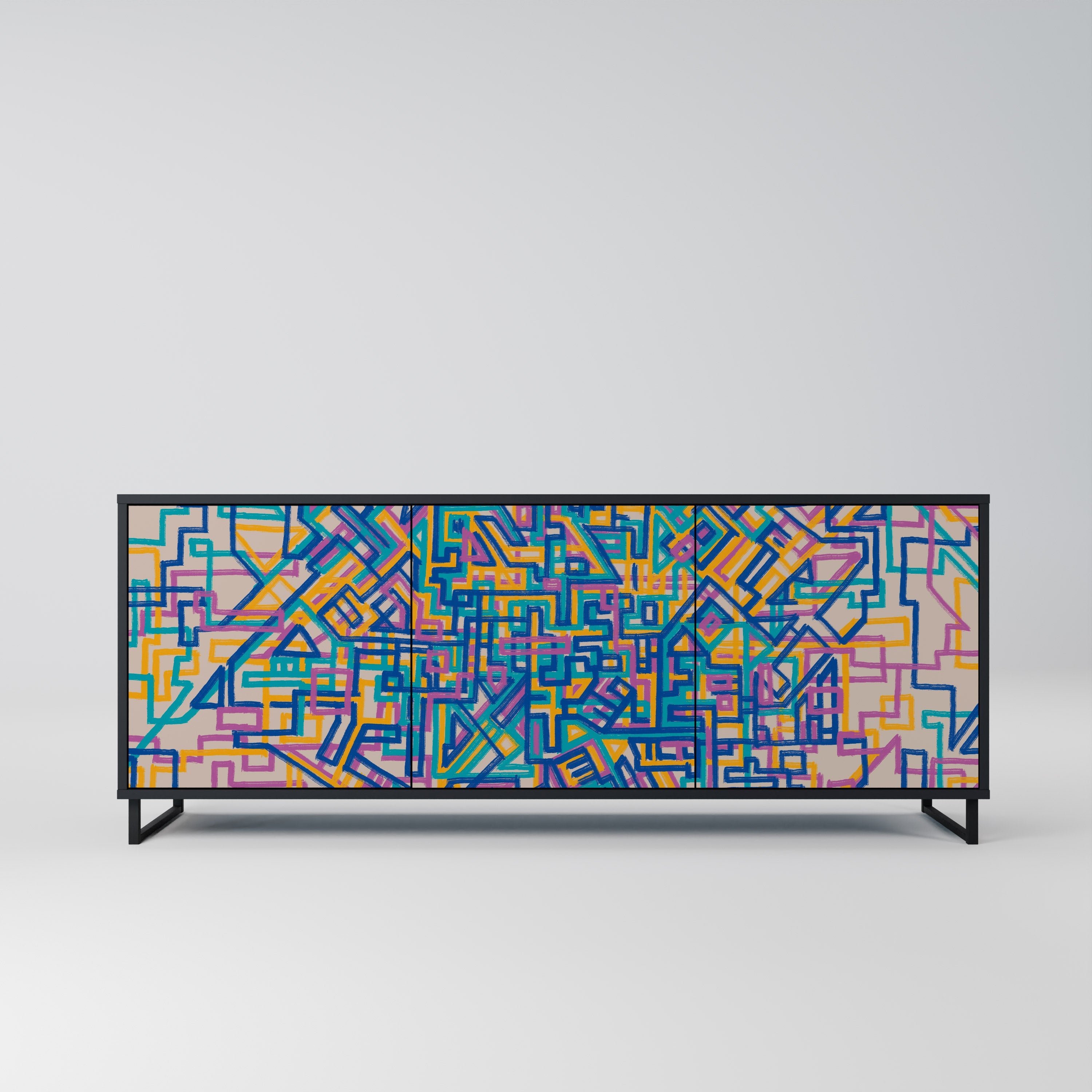 Buffet 3 portes MEMORIES MAP en finition noire