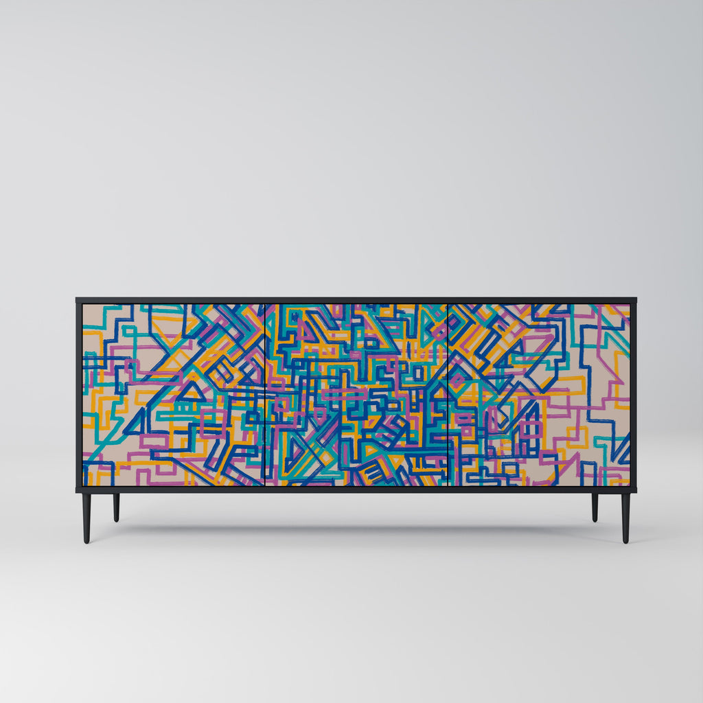 Buffet 3 portes MEMORIES MAP en finition noire