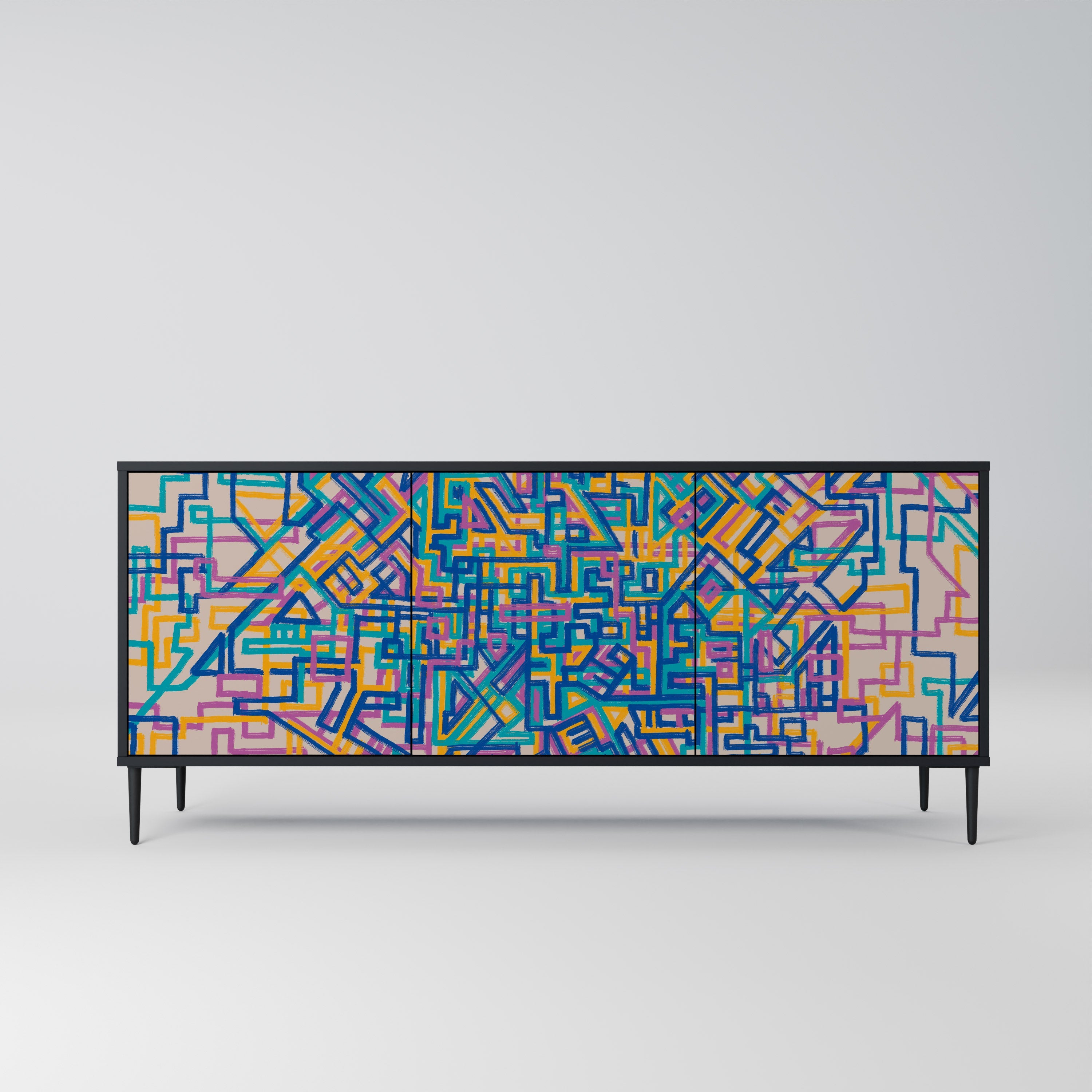 Buffet 3 portes MEMORIES MAP en finition noire