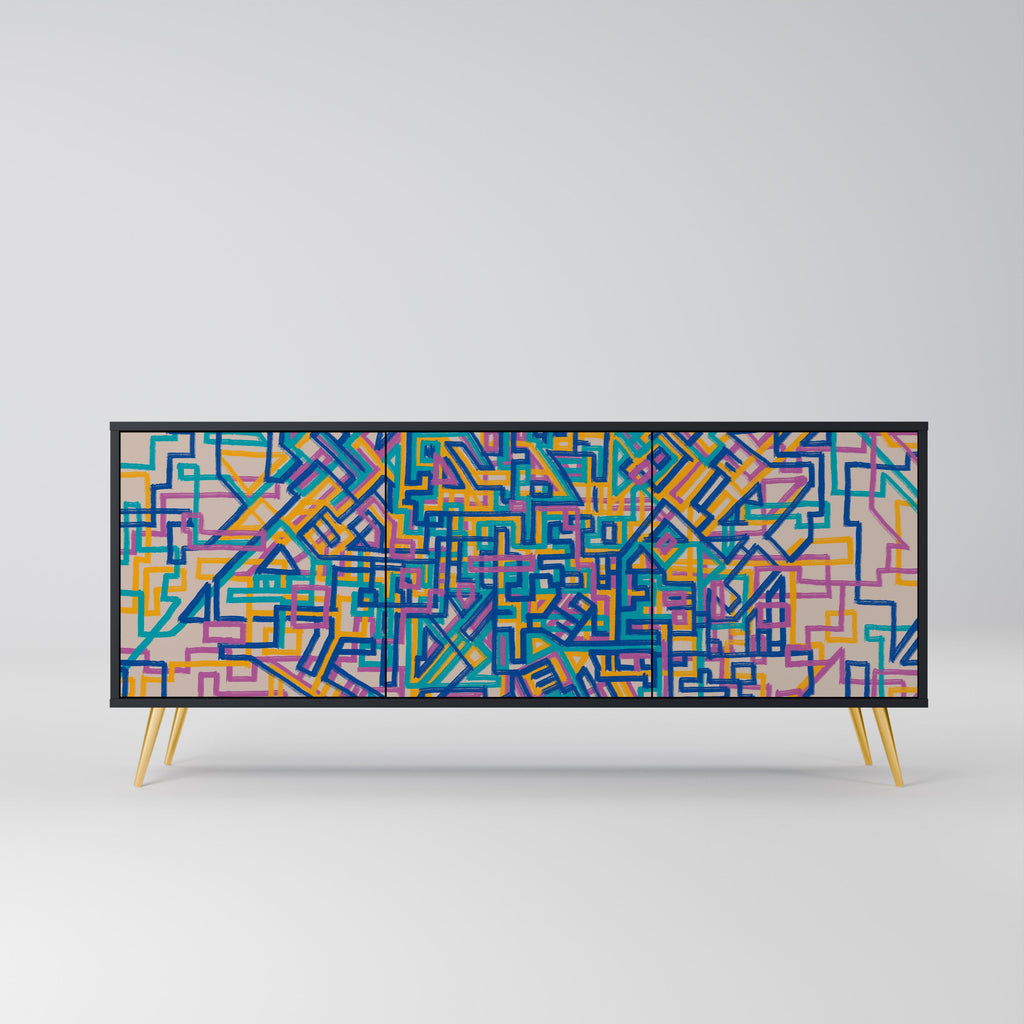 Buffet 3 portes MEMORIES MAP en finition noire